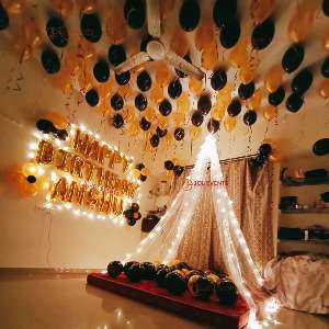 Cabana decoration at home for birthday surprise 117