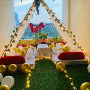 Cabana decoration at home for birthday surprise 138