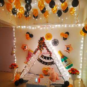 Cabana decoration at home for birthday surprise 140