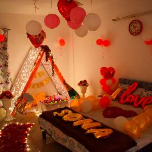 Cabana decoration at home for birthday surprise 67