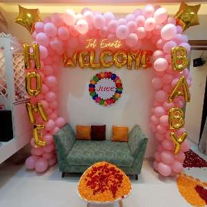 Newborn baby welcome decoration at home Pune by JOLEVENTS 108