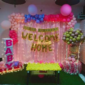 Newborn baby welcome decoration at home Pune by JOLEVENTS Katraj