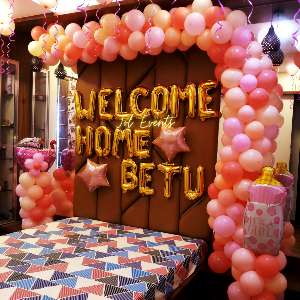 Newborn baby welcome decoration at home Pune by JOLEVENTS dhankawadi