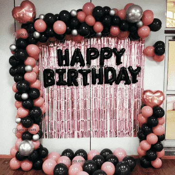 Rose Gold and Black Balloon Garland