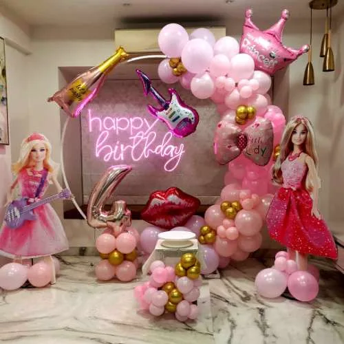 barbie theme balloon decoraation at home