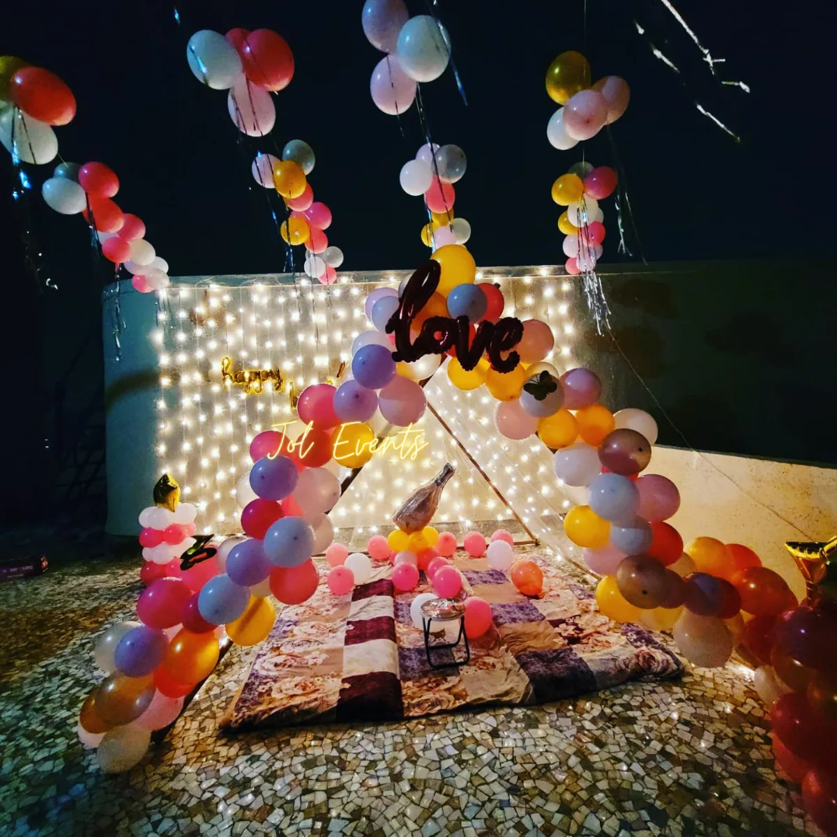 birthday surprise cabana decoration rooftop