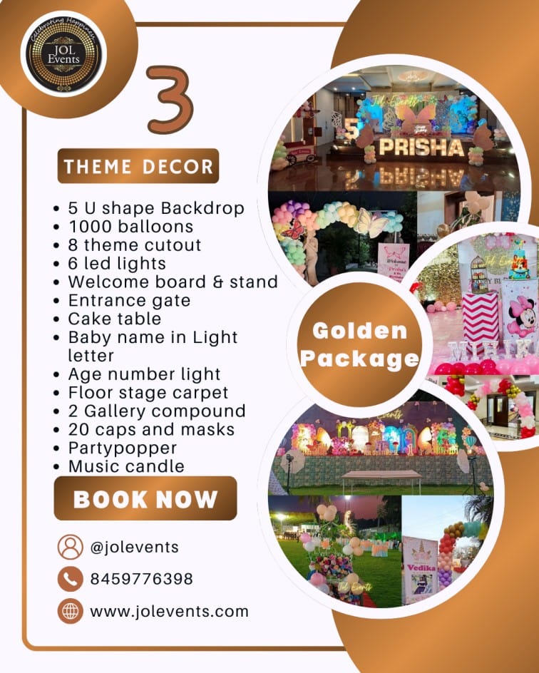Kids birthday theme decoration golden package